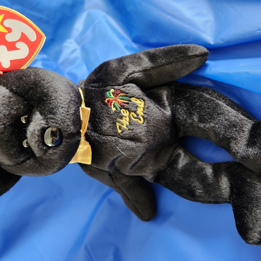 Black TY Beanie Baby Plush with Gold Bow